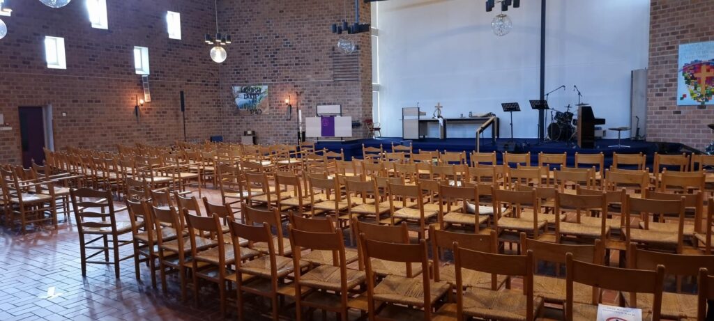 De kerkzaal van de gemeente in Eindhoven